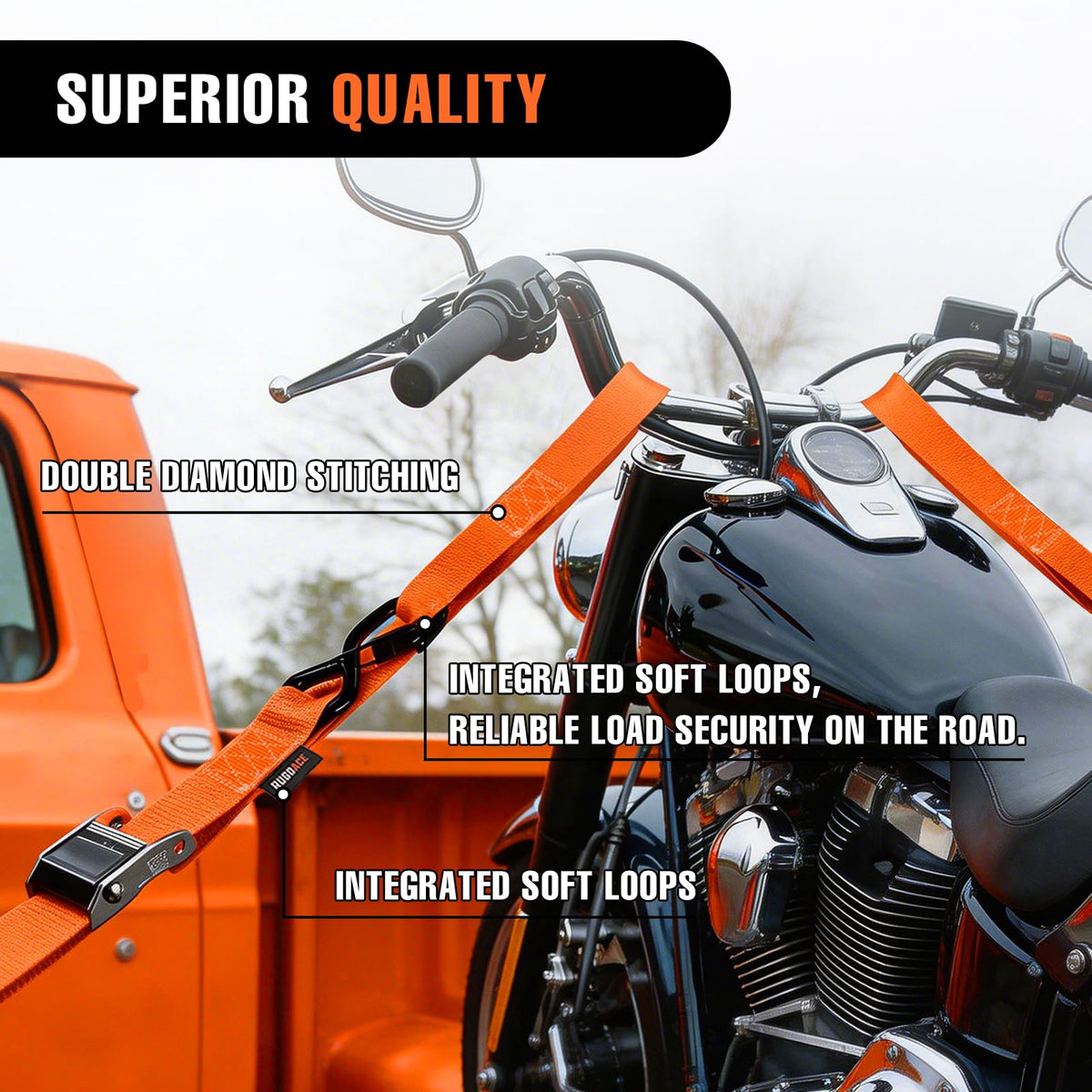 RUGOACE polyester webbing and reinforced stitching showing durability benefit
