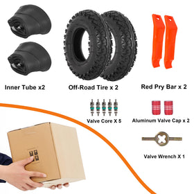 RUHUO tire next to ruler showing scale and fit for 8-inch rims