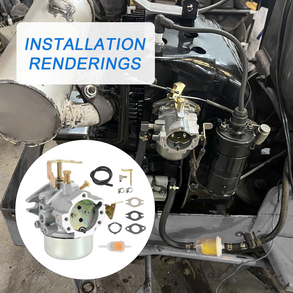 RUIANOMG carburetor next to ruler for size comparison to ease planning