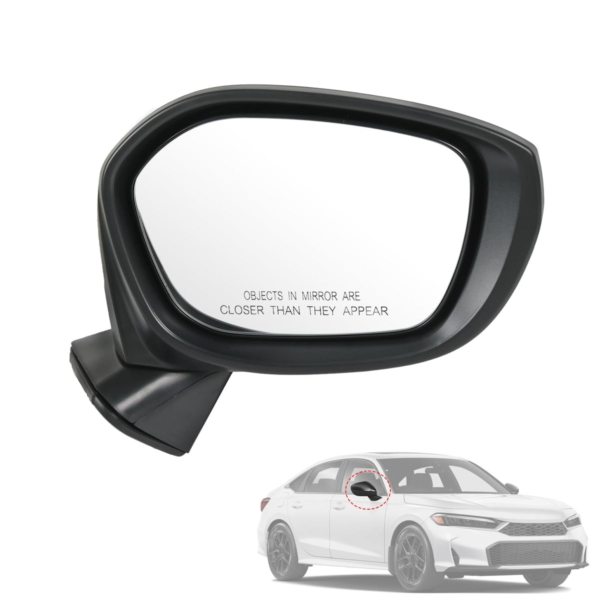 RUIANOMG front view of right passenger mirror shows OEM fit and clean finish