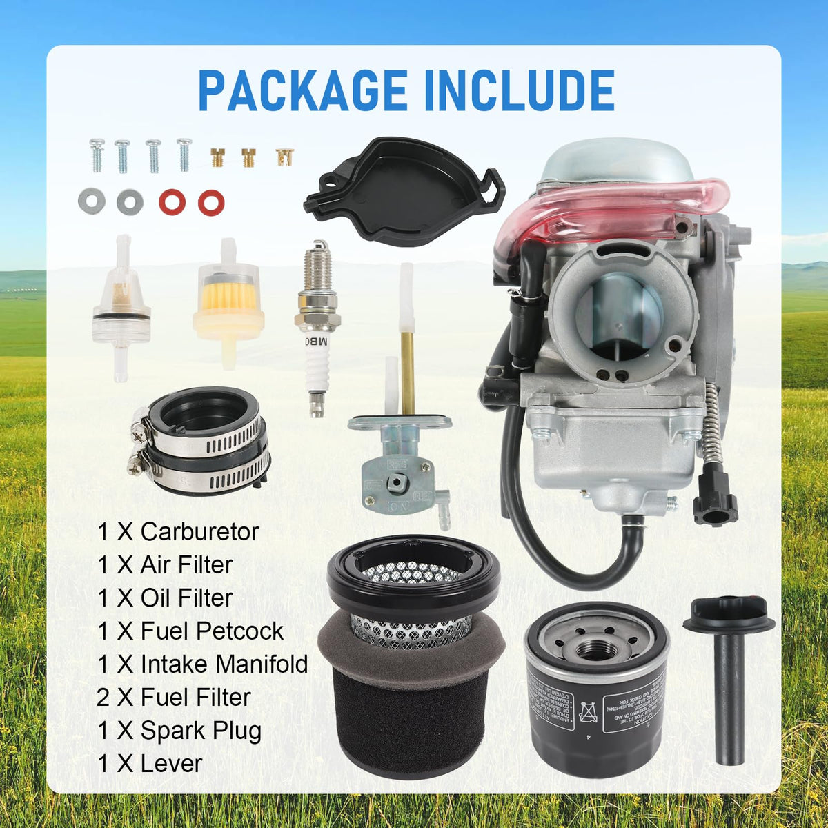 RUIANOMG complete kit laid out with filters and petcock for convenience