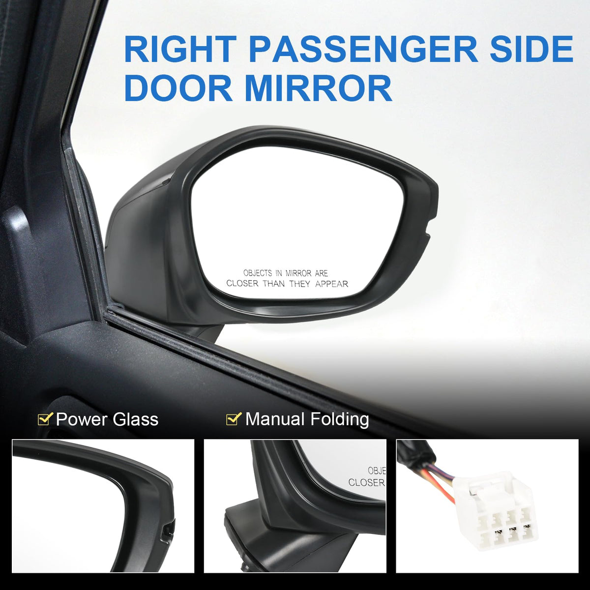 RUIANOMG close-up of power-adjustable glass shows clear reflective surface and control readiness