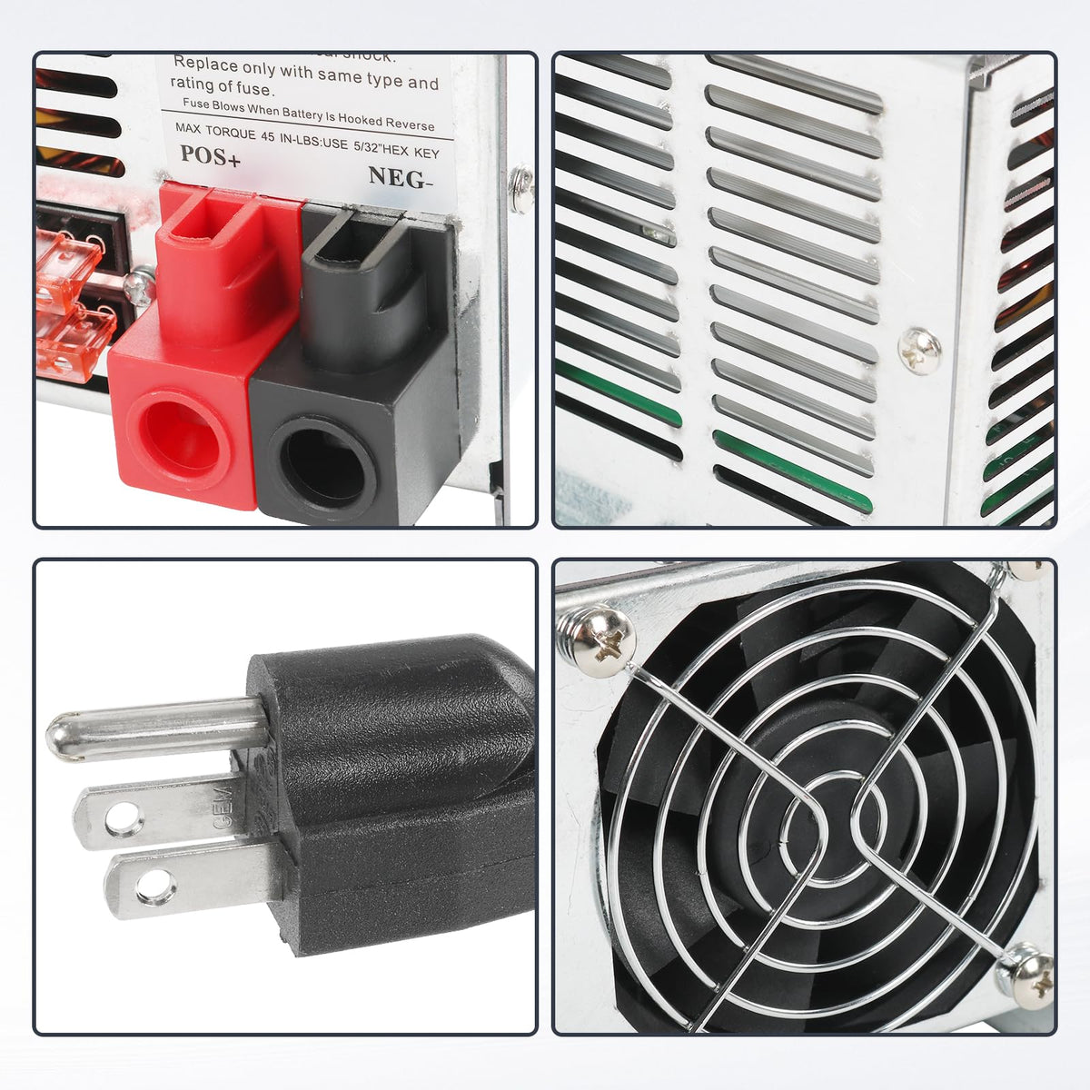RUIANOMG WF-9875 cooling fan detail emphasizing silent operation and temperature control