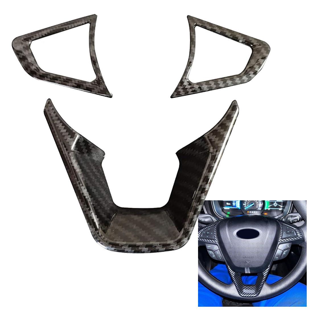 ruihe front packaging of steering wheel trim showing complete kit and benefits