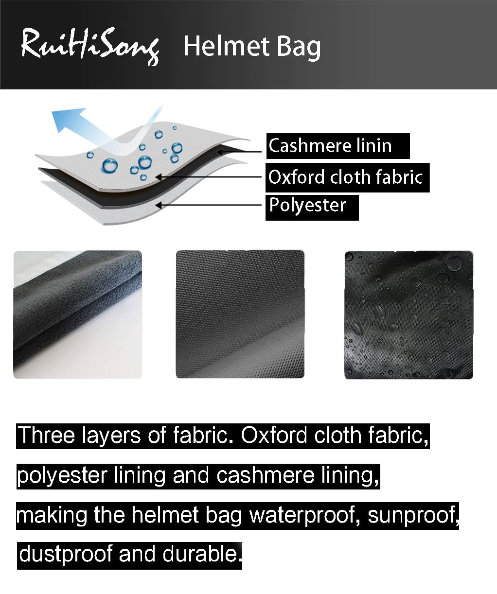 RuiHiSong helmet bag next to helmet showing oversized capacity