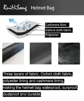 RuiHiSong helmet bag next to helmet showing oversized capacity