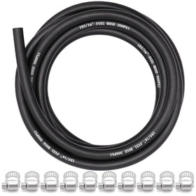 Ruikarhop front view of coiled 25ft fuel hose showing brand and length benefit