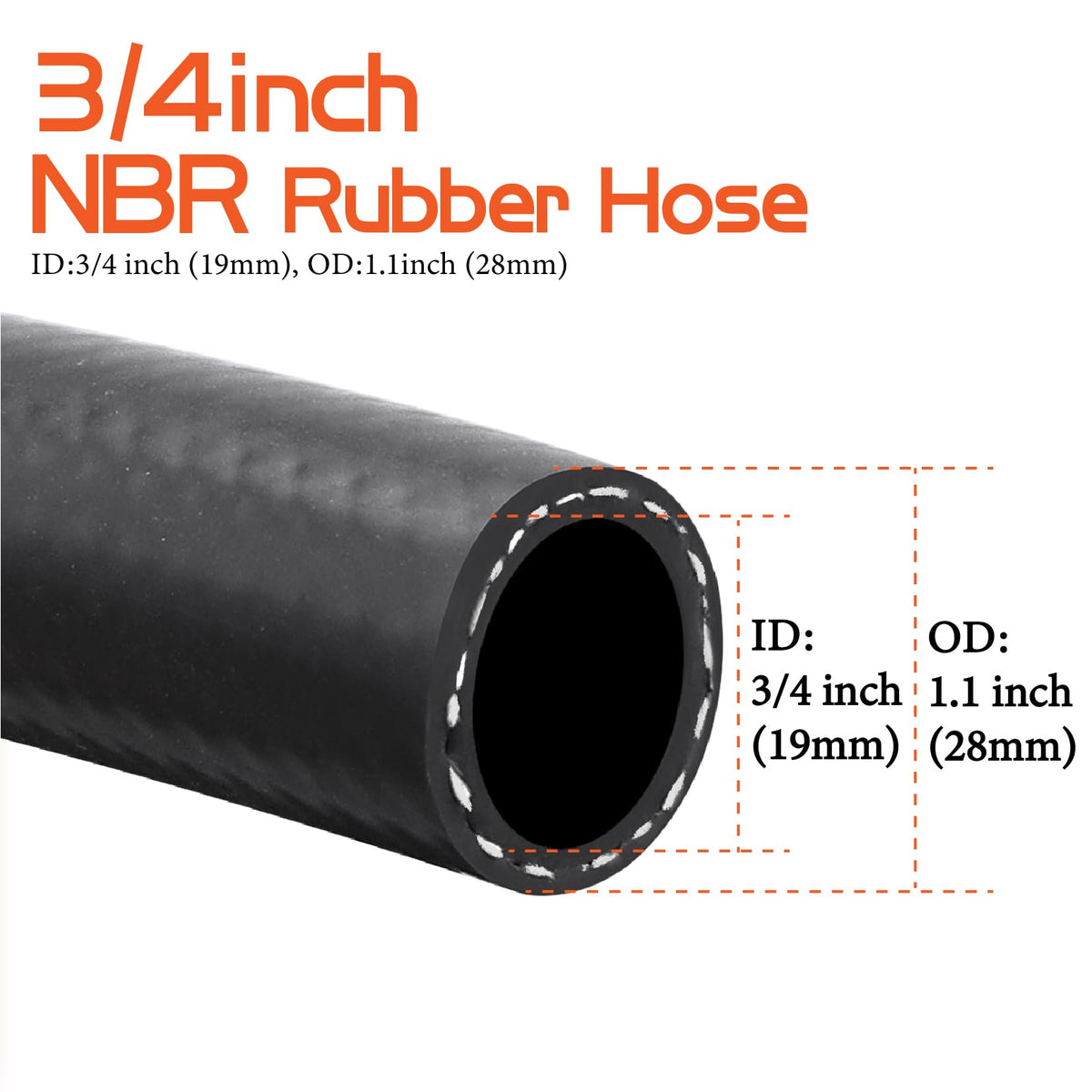 Ruikarhop hose next to a ruler showing 10ft scale for sizing and installation planning benefits