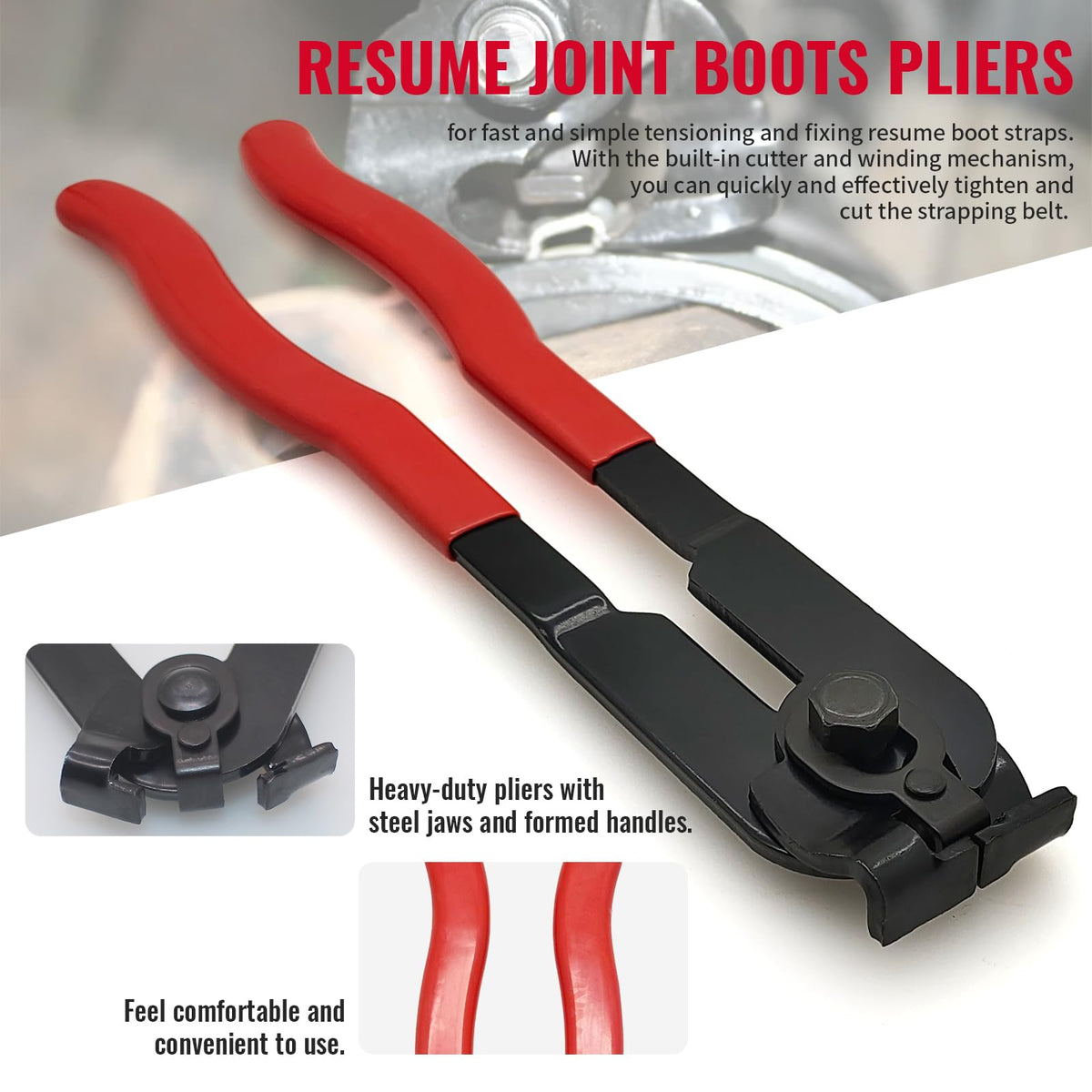 RUITONDA CV clamp tool compressing a boot clamp in a vehicle axle repair scenario