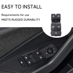 RuiWen switch installed in VW door panel showing flush fit and factory appearance