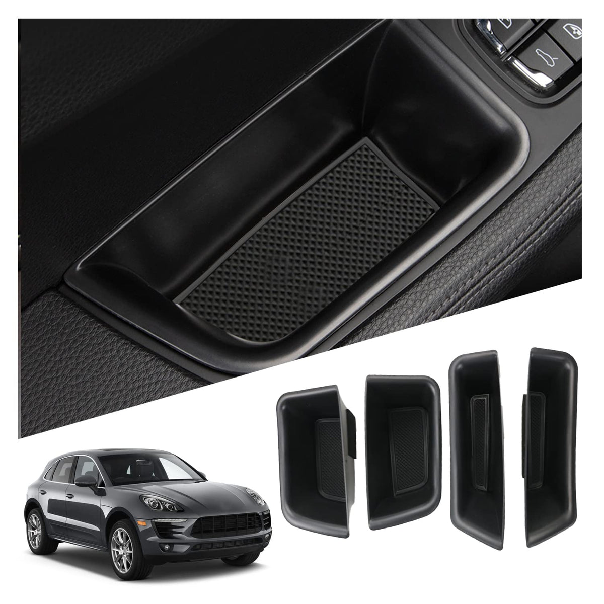 Ruiya front view of door tray showing shape and fit for Porsche Macan