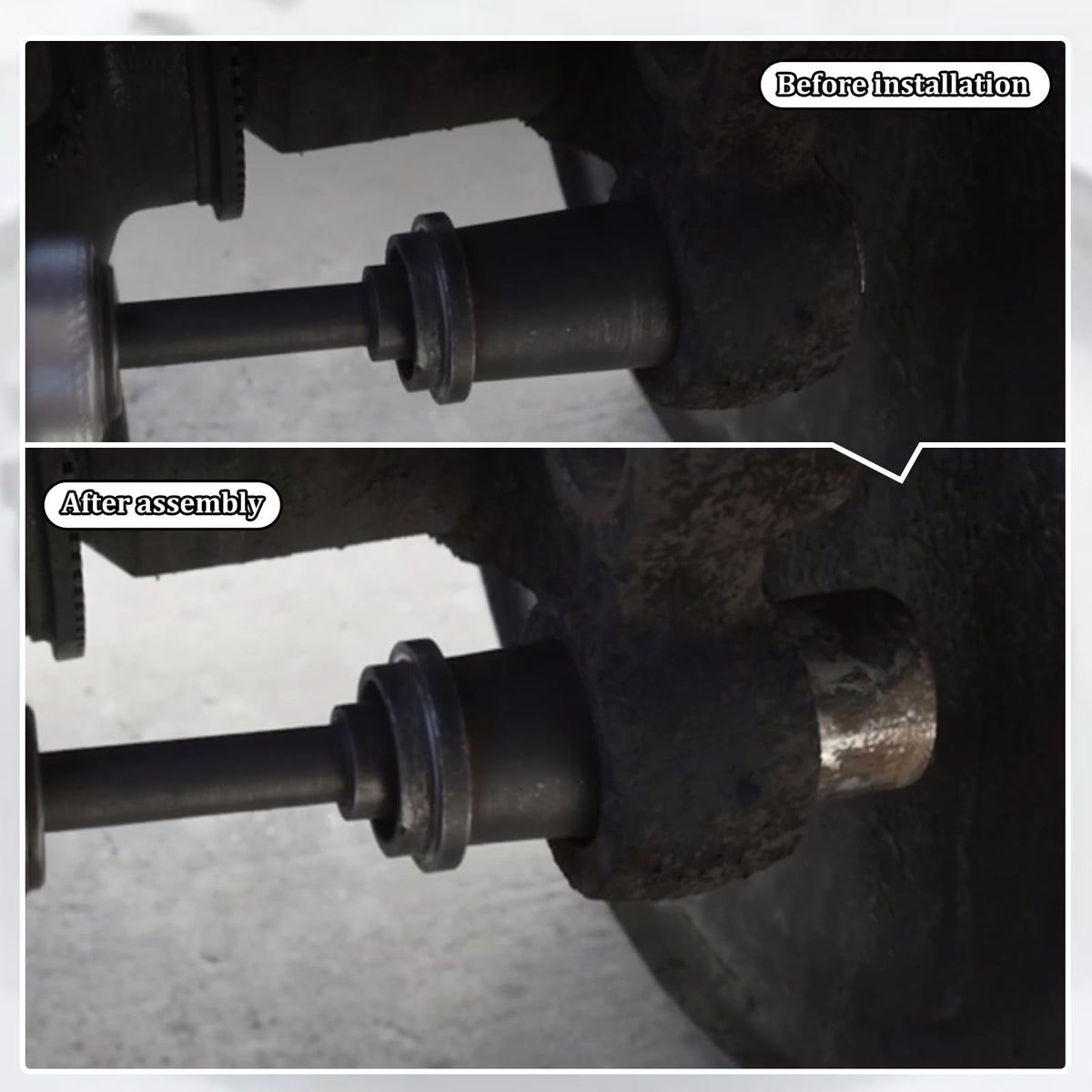 RULLINE flanged end engaging a bushing illustrating secure installation control
