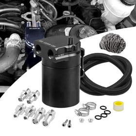 RULLINE front view of black polished catch can showing compact design and durability