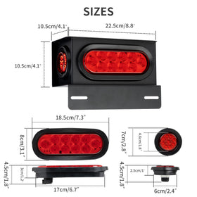 RUNBAITOO close-up of 6-inch oval LED tail light showing bright SMD LEDs