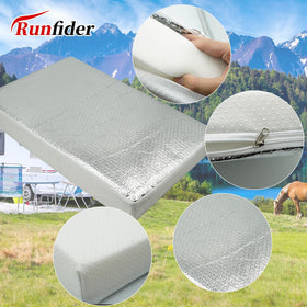 runfider cross-section showing 3-inch memory foam insulating for temperature control