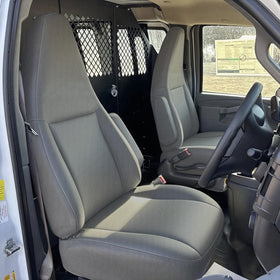 runfider front view on Chevy Express seat showing tailored fit and protection