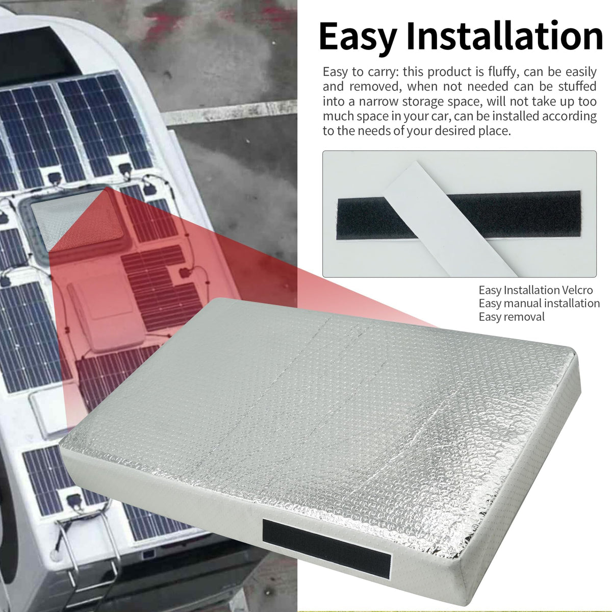 runfider installed in RV skylight blocking sunlight and improving cabin comfort