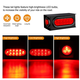 RUNHWEE close-up of 6-inch oval 10-LED tail light highlighting bright signaling benefit