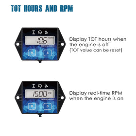 Runleader close-up display showing hours and RPM for clear monitoring benefit