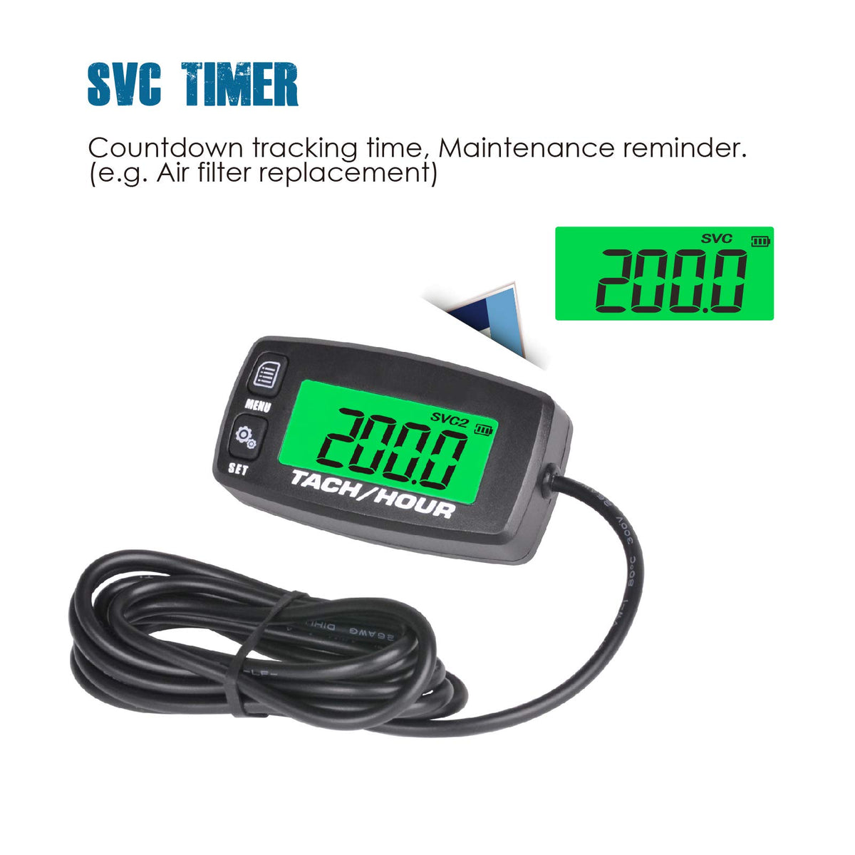 Runleader RL-HM032A red backlight alert indicating RPM over-limit warning for safety