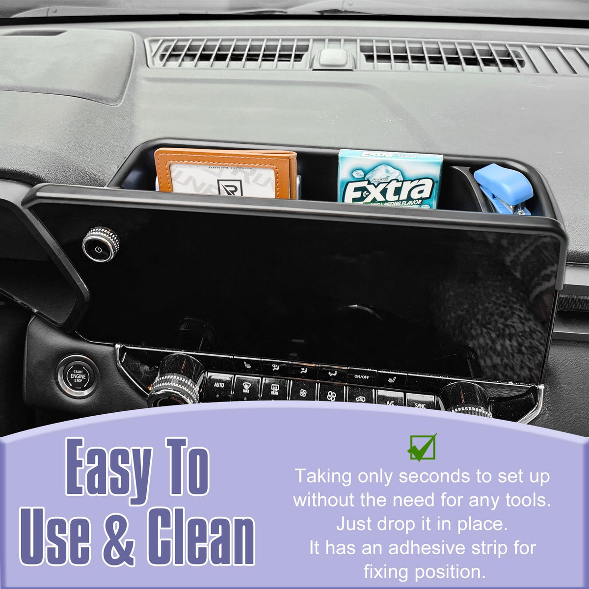 RUNROAD tray installed in Chevy Colorado dash for quick-access benefit