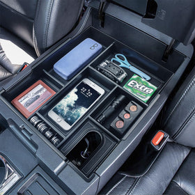 RUNROAD front view installed showing clean console organization and quick access