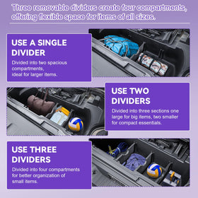 RUNROAD dividers installed in trunk offering organized cargo benefit