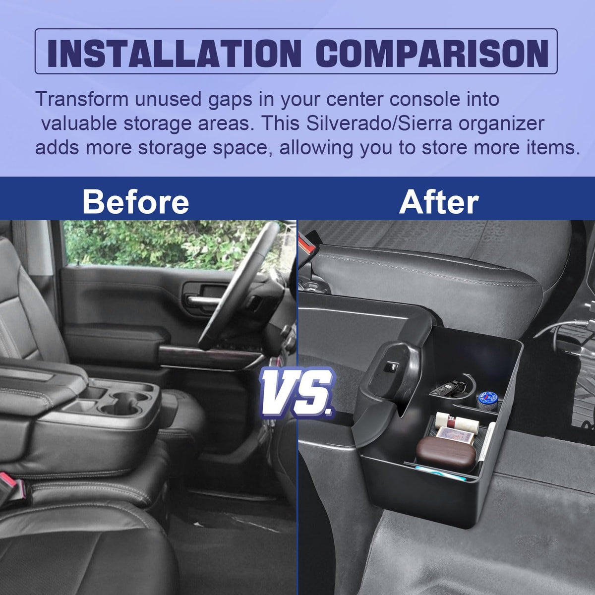RUNROAD lifestyle shot with driver reaching for organizer showing convenient access