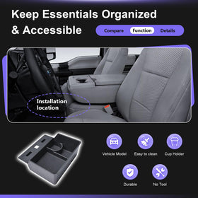 RUNROAD lifestyle shot in truck cab showing tidy interior and practical daily use