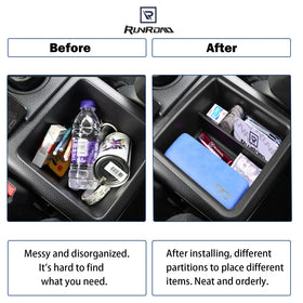 RUNROAD organizer next to smartphone showing size and capacity benefits