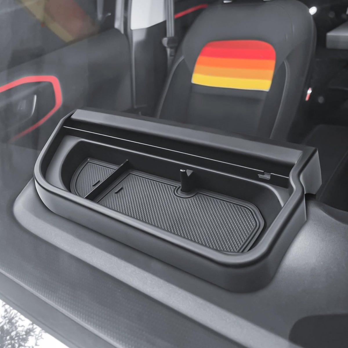 RUNROAD tray installed with phone showing easy access benefit