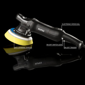 RUPES backing plate detail highlighting 6" hook-and-loop compatibility benefit