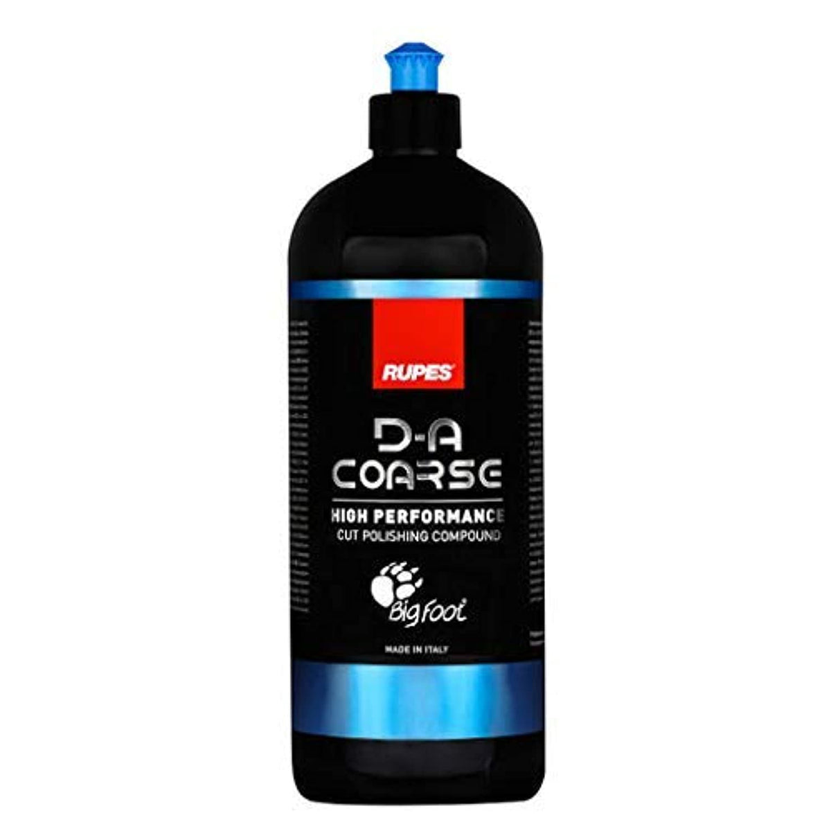 RUPES bottle front view showing label and 1000 ml size, clear benefit of professional performance