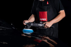 RUPES pad mounted on DA polisher in use delivering fast defect removal