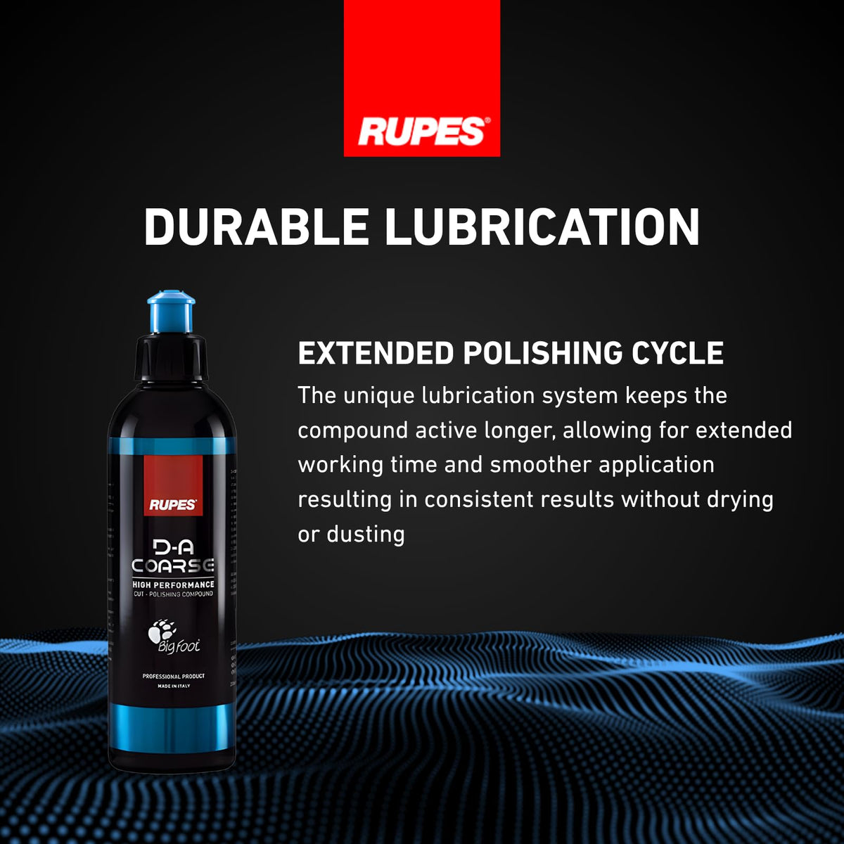 RUPES product label close-up highlighting safe-use and pad compatibility