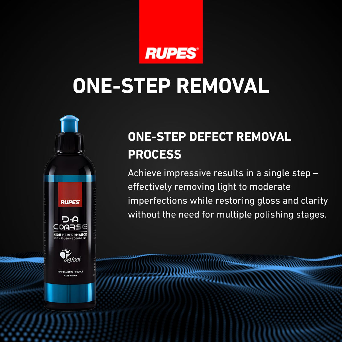 RUPES compound being used with a dual-action polisher to remove swirls