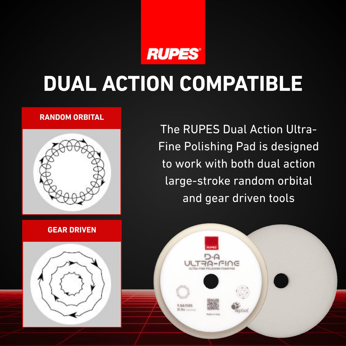 RUPES two pads together with packaging showing pack-of-two convenience benefit