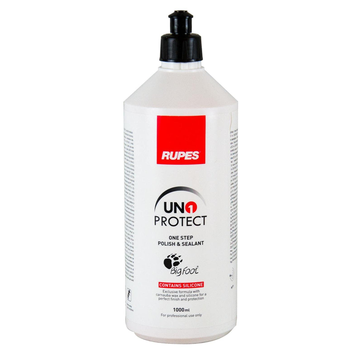 RUPES UNO front bottle showing label and volume, highlighting professional convenience