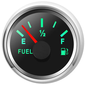 RUPSE front view of 2-inch fuel gauge showing clear dial and backlight options