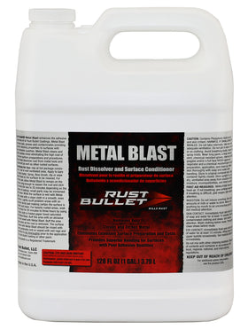 RUST BULLET front-facing one-gallon jug showing product and benefit
