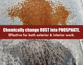 Rust Kutter being brushed onto rusted steel illustrating fast rust conversion