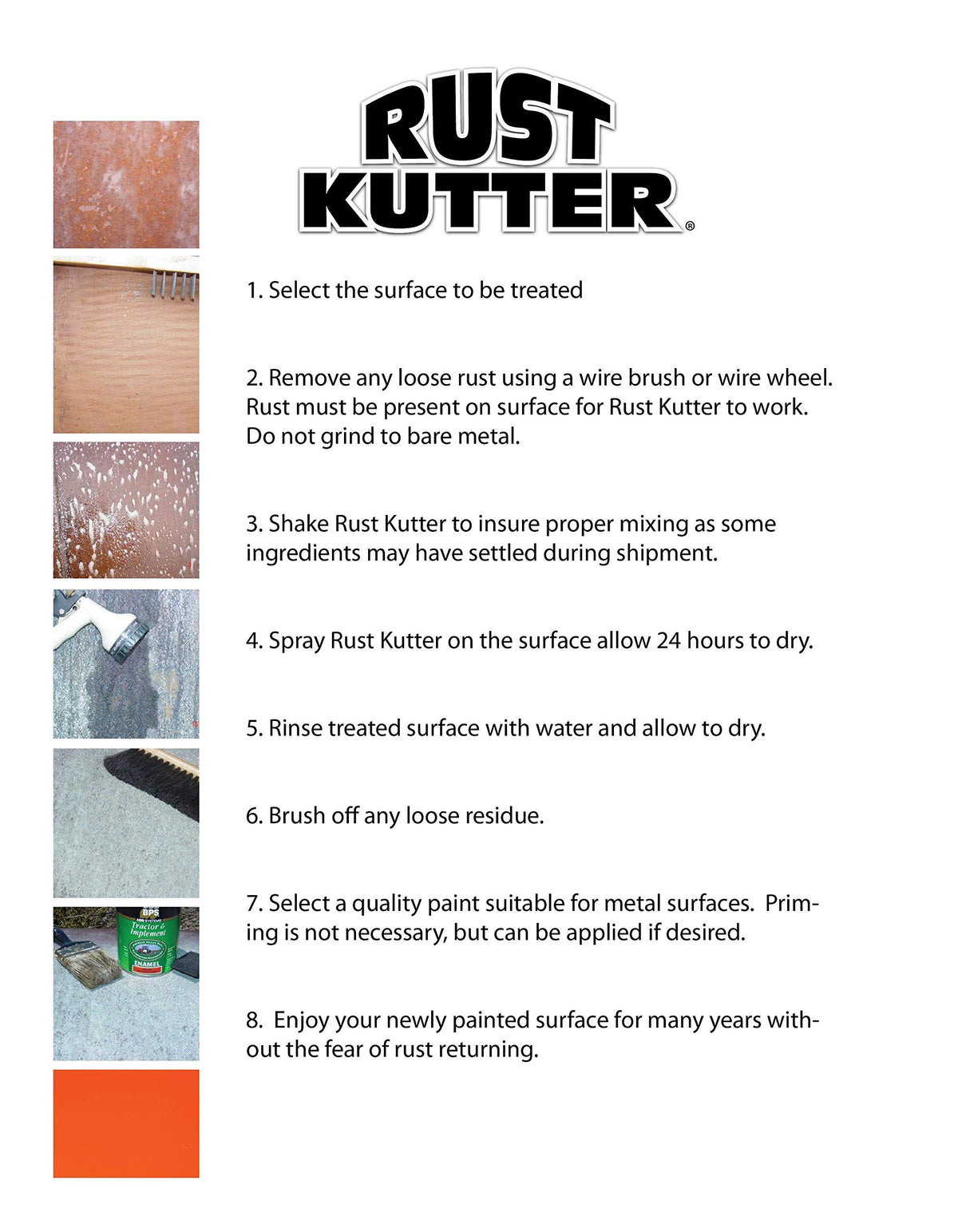 Side-by-side before-and-after fence panel treated with Rust Kutter showing improved finish