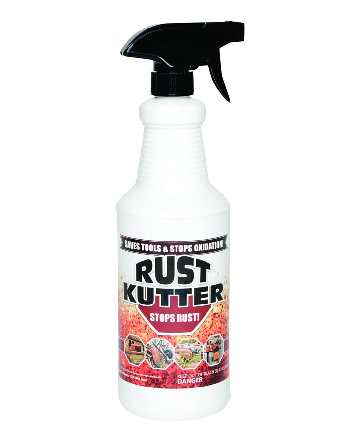 Rust Kutter front bottle view showing label and sprayer, brand reliability benefit