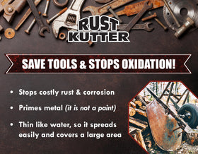 Rust Kutter sprayed on iron rail demonstrating even coverage and corrosion control