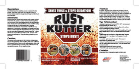 Workshop scene with Rust Kutter product and tools, brand speeds restoration projects