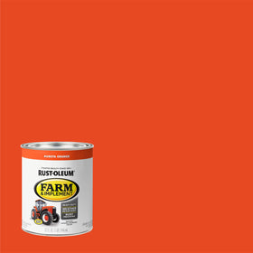 Rust-Oleum close-up of glossy orange finish showing durable texture and sheen