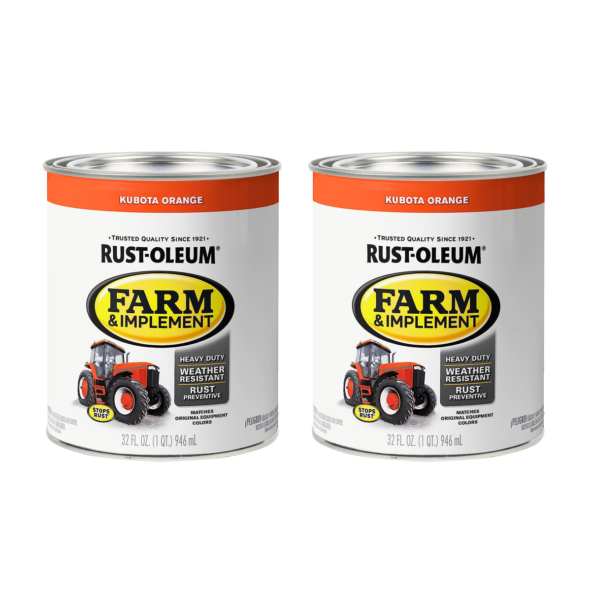 Rust-Oleum can showing Kubota orange front label and clear product identity