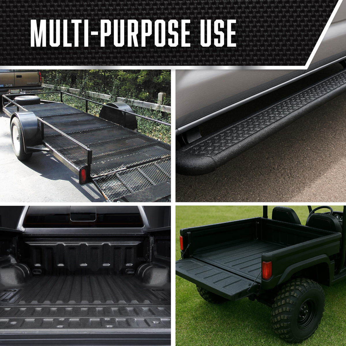 Running board before and after Rust-Oleum coating showing restored appearance and grip