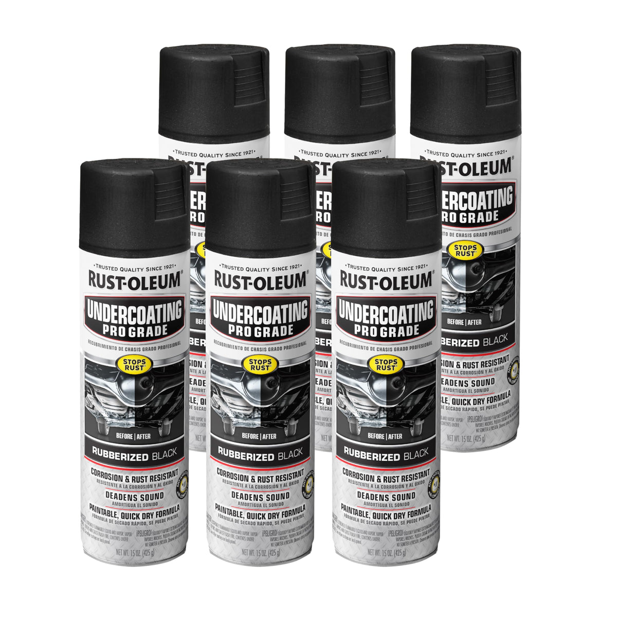 Rust-Oleum front can showing undercoating product and durable protection
