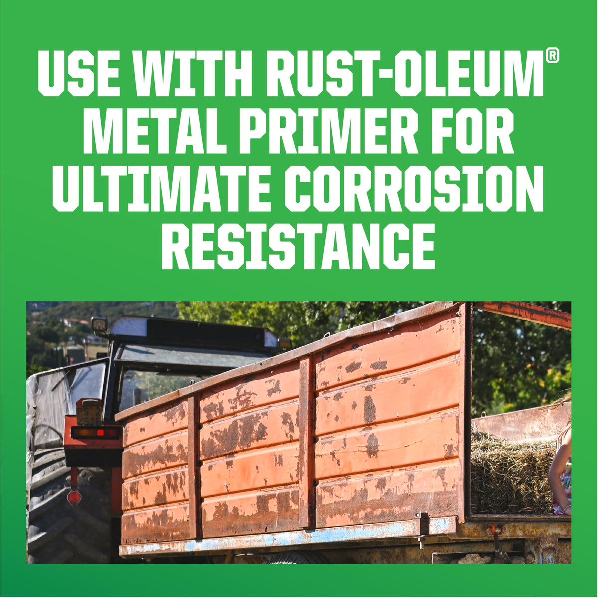 Rust-Oleum mixed paint in tray showing proper consistency for brushing or spraying